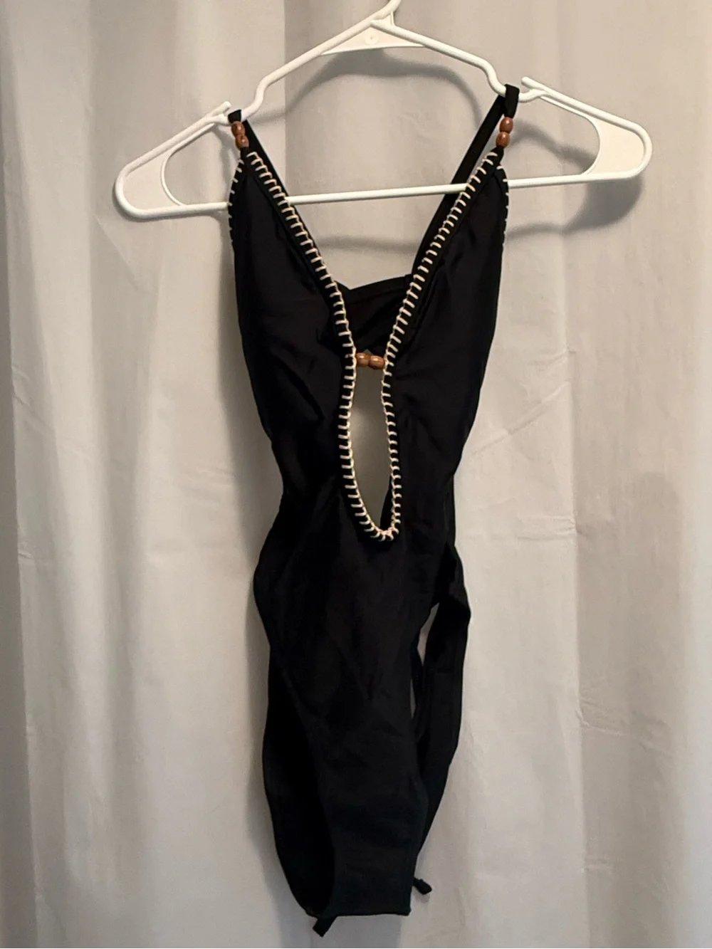 Shade & Shore Black One-Piece with Cream Contrast Trim